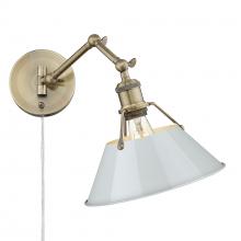  3306-A1W AB-DB - Orwell AB 1 Light Articulating Wall Sconce in Aged Brass with Dusky Blue shade